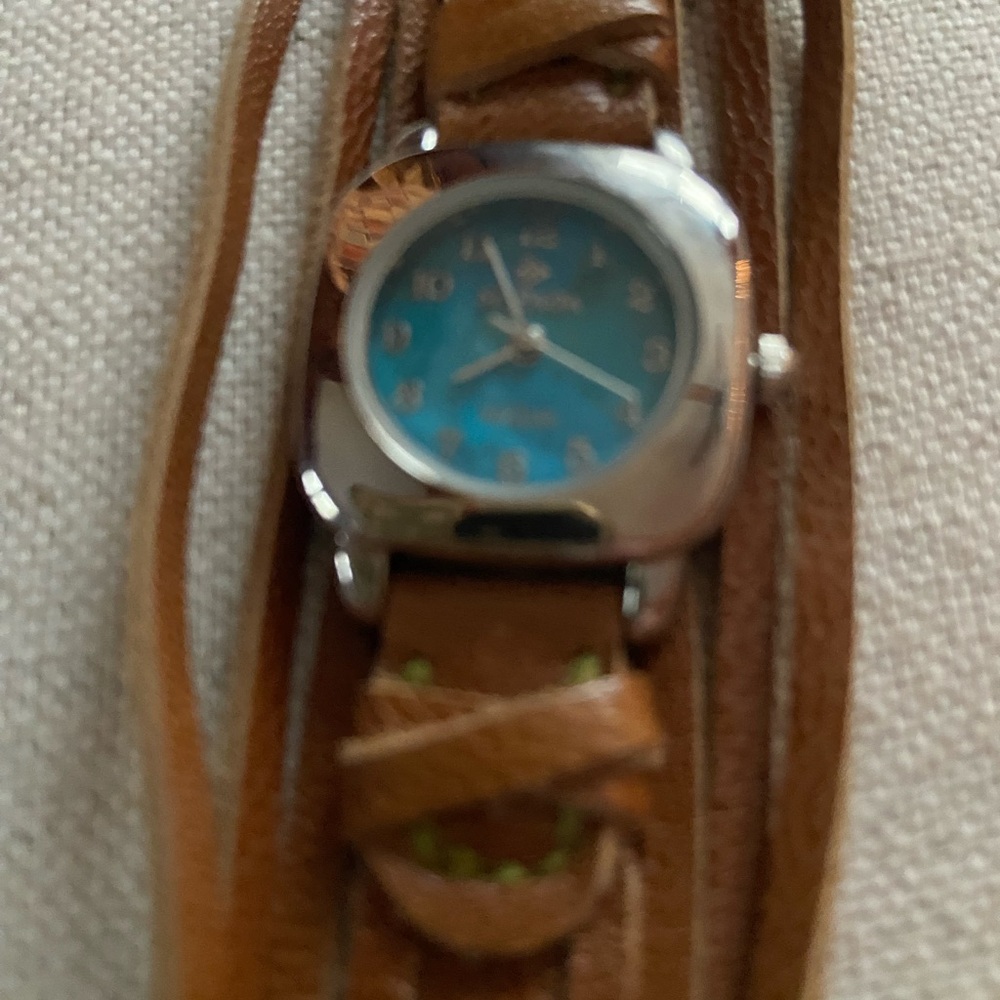Silpada Blue Dial Watch with Brown Leather Strap